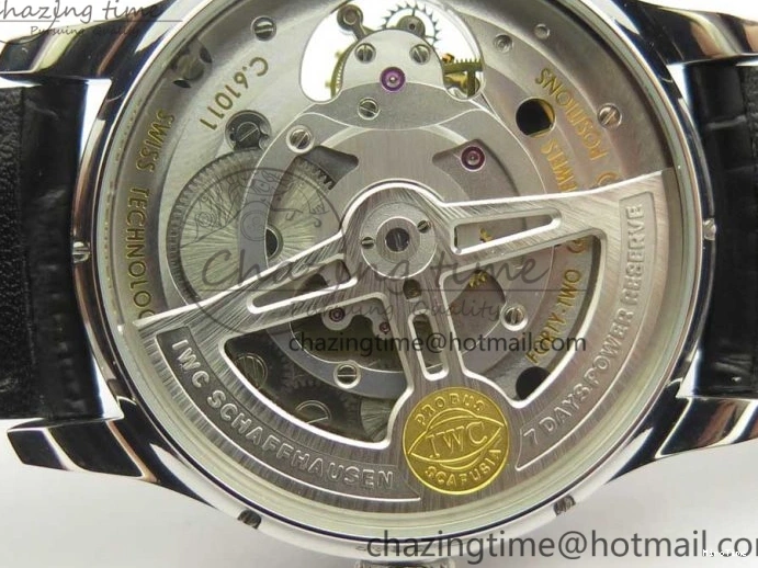 MIROTIME 1218 Efficient Portuguese Tourbillon IW5463 SS ZF Best Edition White Dial on Black Leather Strap 7170